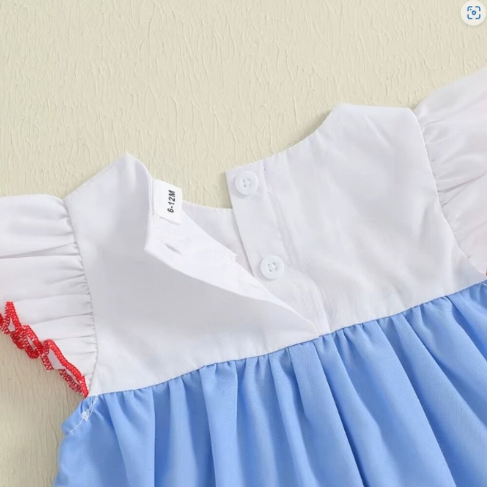 4th of July Embroidered Flags Girls Sleeveless Dress - Picture 6 of 6